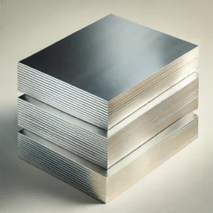 DALL·E 2025-03-10 05.52.57 - A high-quality image of aluminium plates. The plates are thick, sturdy, and stacked neatly, showcasing their metallic silver finish. They have sharp,